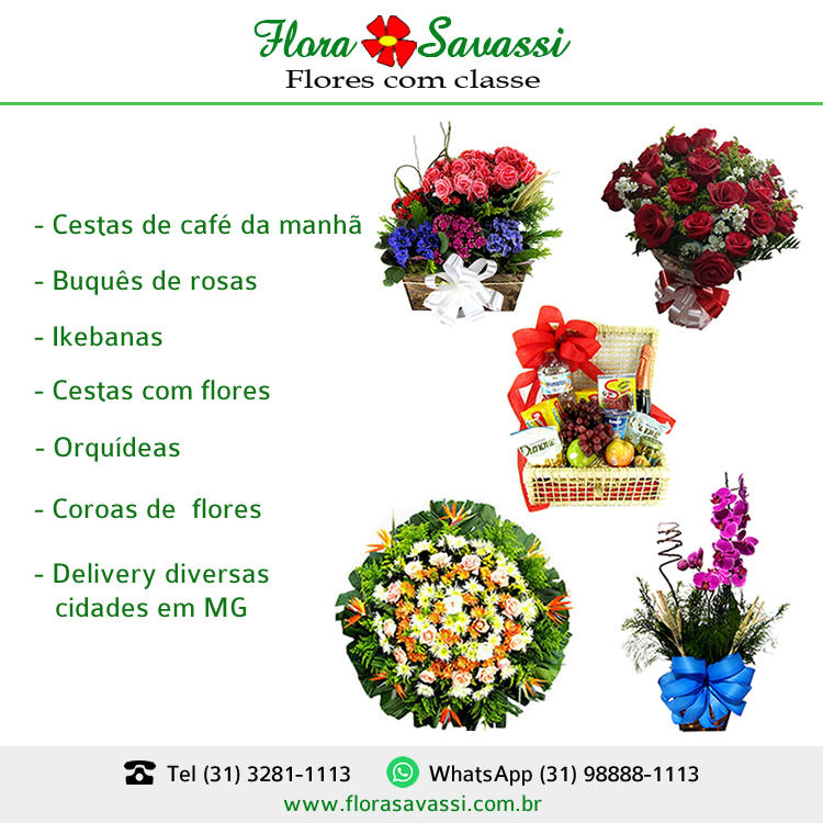 Floricultura Caetés MG, entrega buquês, rosas, cestas café da manhã, coroa de flores